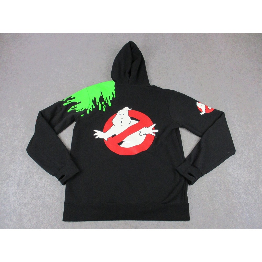 Ghostbusters Hoodie Mens Small Black Green Our Universe Glow In The Dark Slimer